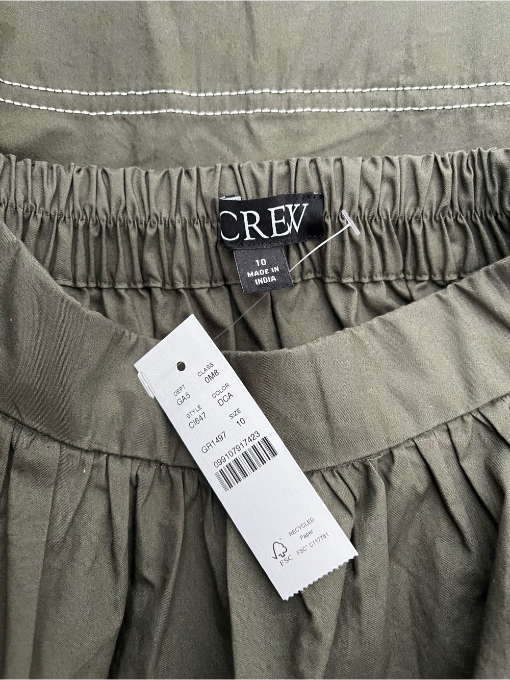 NWT J.Crew Contrast-stitch Midi Skirt in Cotton Poplin NWT Size 10 - Picture 9 of 10